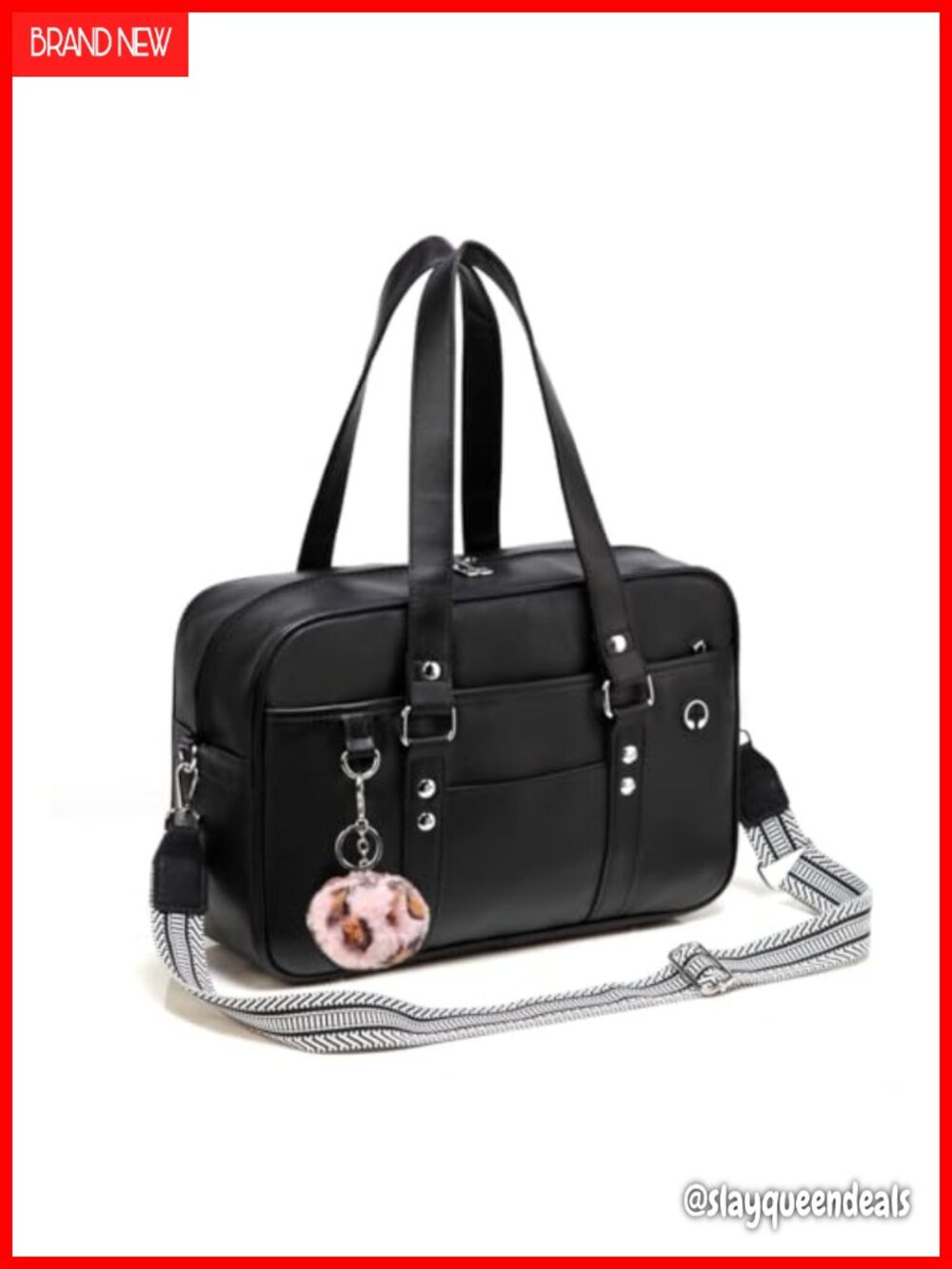 Large Japanese Style Messenger Bag PU Leather Crossbody with Guitar Strap